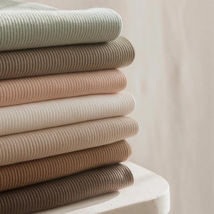Soft rib cotton jersey fabric, Fine Ribbed Jersey, Stretch Knitted OEKO-TEX Dressmaking fabric by the yard