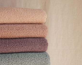 Pastel shades teddy fabrics, Soft and cozy perfect for sewing projects, premium quality, fabric by the yard, plush material
