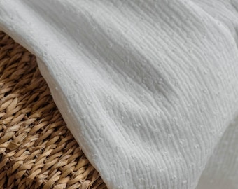 White Muslin Fabric with Dots: Soft Double Gauze Cotton By The Yard