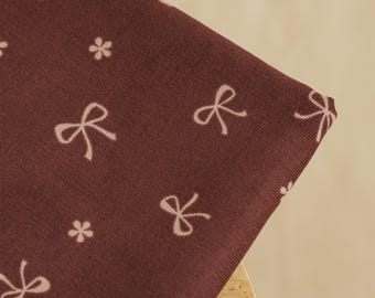 Burgundy corduroy fabric with pink bows - perfect for bows, dresses and accessories