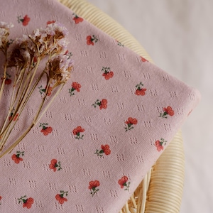 Beautiful pointelle knit fabric -  sewing supplies - flower print - perfect for baby clothing, dresses, loungewear - fabric by the yard