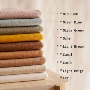Pointelle knit fabric - solid earthy colors - 100% Cotton - Soft, Stretchy - Perfect for Babywear, Tops, Pajamas, fabric by the yard