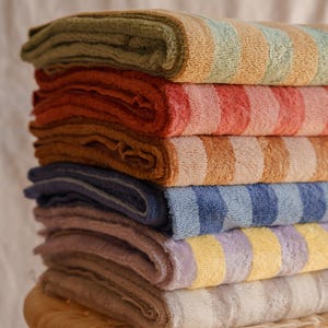 Terry bamboo fabric - stripes - sewing material for bath towels, poncho towels, cozy bathrobes.