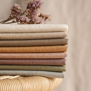 Washed Linen Fabric, solid colors, 100% Linen - soft & breathable, Perfect for clothing, home decor, crafts, warm color palette, by the yard