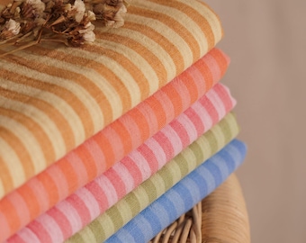Reversible striped double gauze muslin - narrow and wide stripes - 100% Cotton - for summer