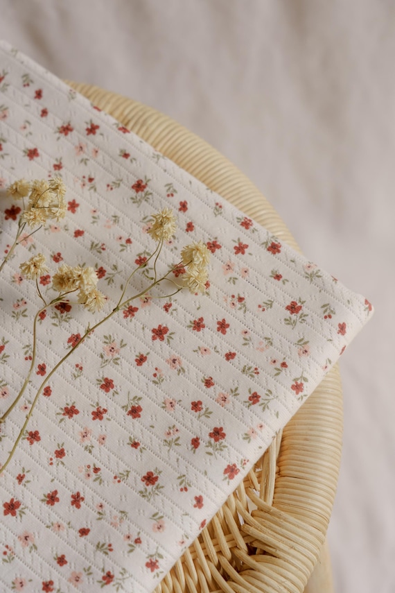 Soft pointelle knit sewing fabric -  lovely floral print - perfect for baby clothing, tops, dresses, or sleepwear - sewing supplies