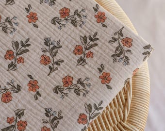 Soft romantic muslin - fabric for sewing  - 100% Cotton material - subtle flower print