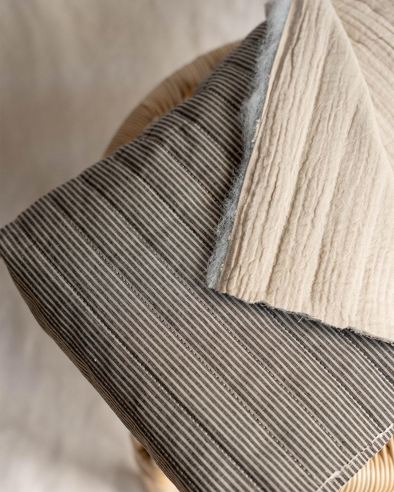 Quilted Cotton Fabric: Natural Beige Double-Sided Material image 7