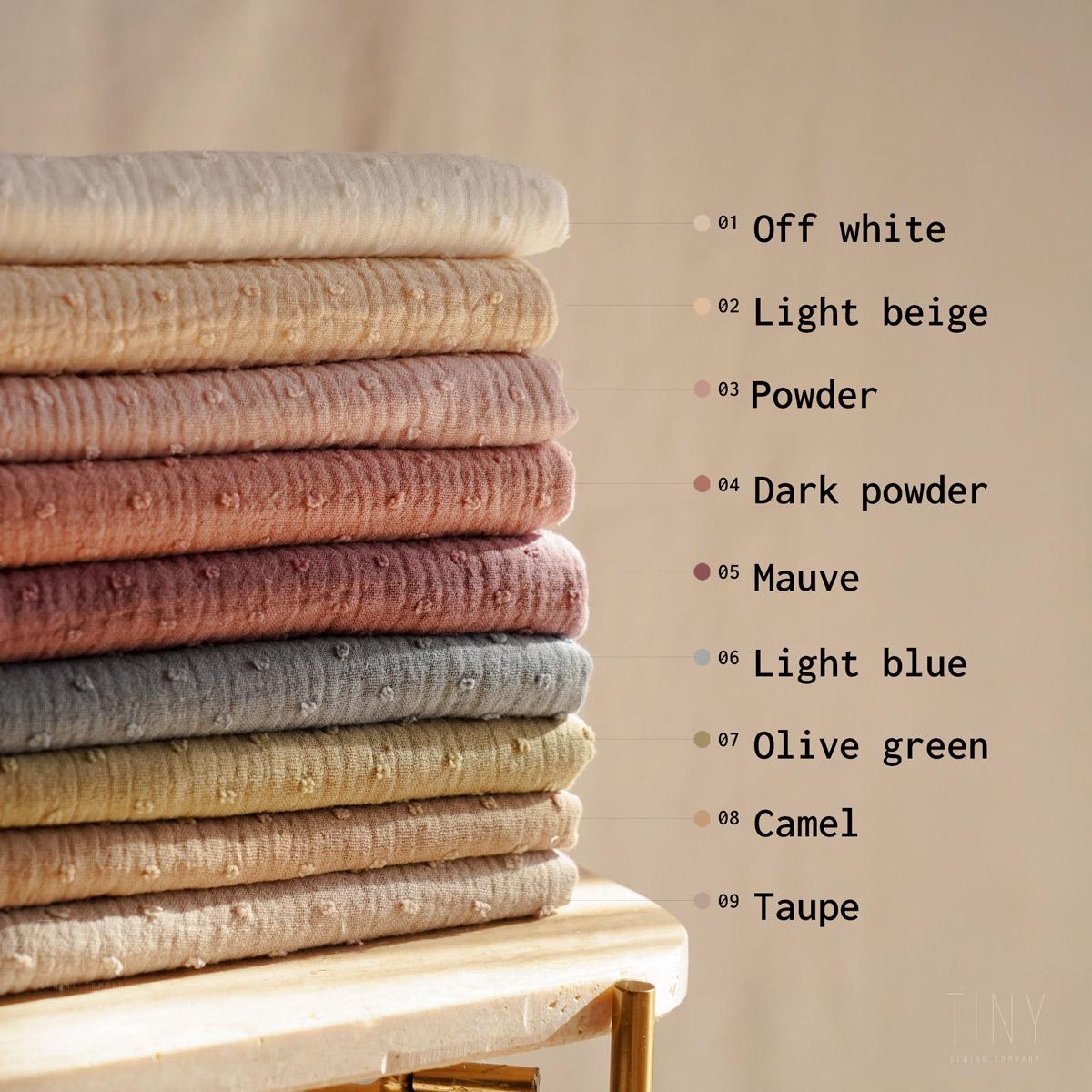 Earthy shades double gauze fabric, small dots, beautiful pastel colors, high quality sewing material, fabric by the yard