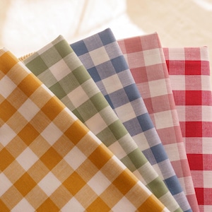 Classic check cotton fabric in 5 Colors - vintage gingham cotton textile