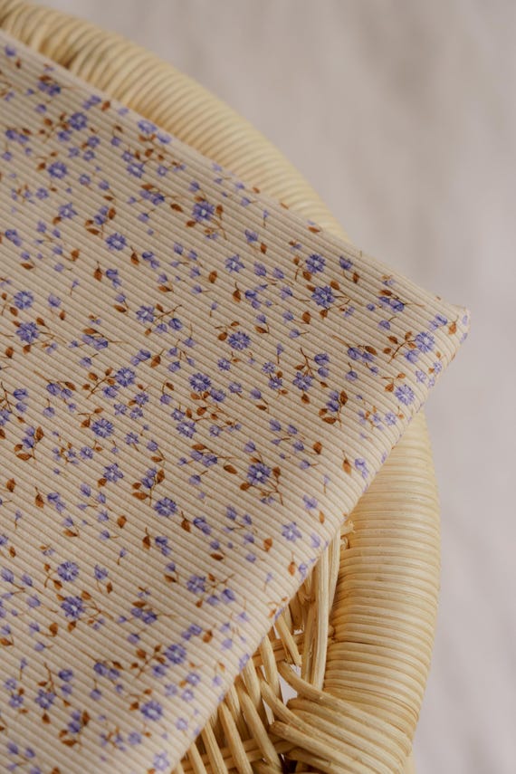 Floral Ribbed Jersey Knit Fabric: Soft Cotton Blend, OEKO-TEX Certified