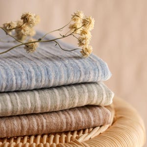 Striped Double Gauze Fabric: 100% Cotton Muslin, Breathable Lightweight