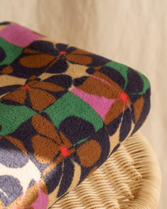 Retro check teddy fabric - vintage style fabric for jackets and blankets
