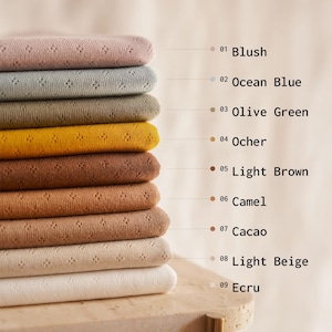 Pointelle knit fabric - solid earthy colors - 100% Cotton - Soft, Stretchy - Perfect for Babywear, Tops, Pajamas, fabric by the yard