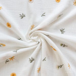 Sunflower muslin fabric, embroidery flower material, premium quality double gauze