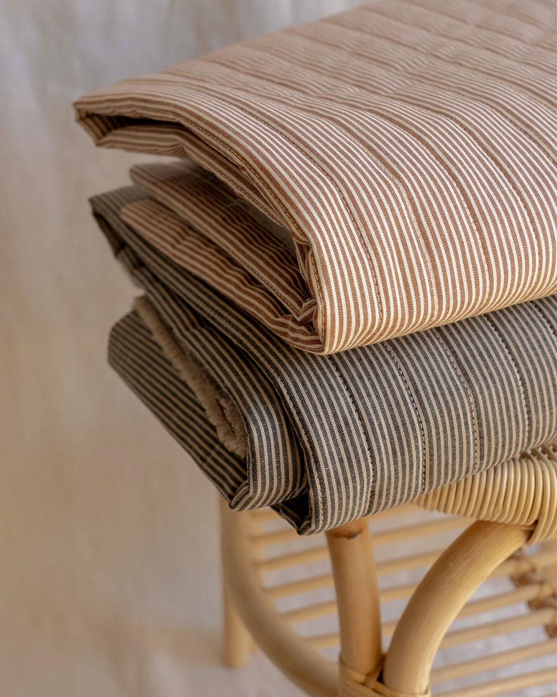 Quilted Cotton Fabric: Natural Beige Double-Sided Material image 9