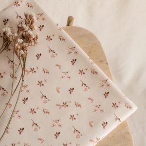 Boho fabric, delicate and subtle flower print, jersey material, by the yard or meter