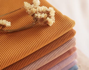 Ribbed Jersey, soft fine stretch knitted rib cotton jersey dressmaking fabric by the yard, warm color palette