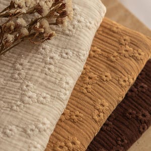 Most beautiful embroidered muslin fabric, earthy colors, tiny flowers, premium quality sewing material, fabric by the yard