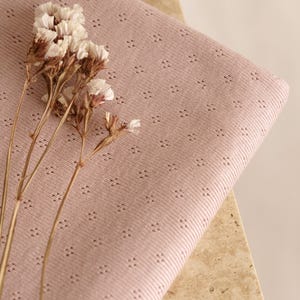 Pointelle knit fabric - solid earthy colors - 100% Cotton - Soft, Stretchy - Perfect for Babywear, Tops, Pajamas, fabric by the yard 01 - Blush