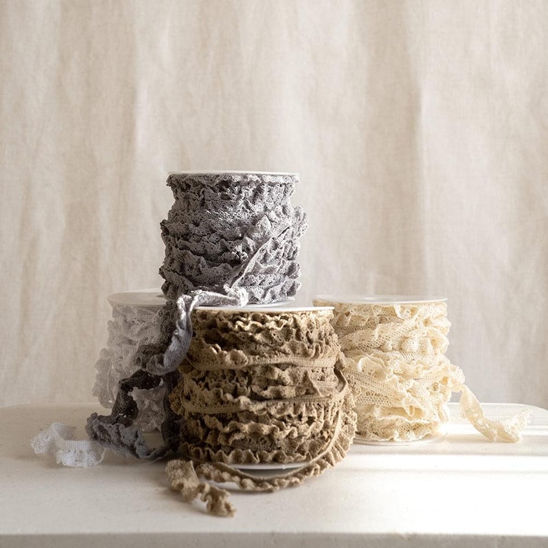 Elastic lace ribbon, premium quality by Tiny Fabric Company