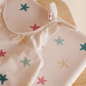 Jersey swimwear fabric - starfish print, swimsuit material - Tiny Fabric Company
