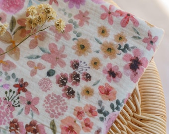 Hortense flower muslin fabric - 100% cotton double gauze material - soft and lightweight - fabric by the yard