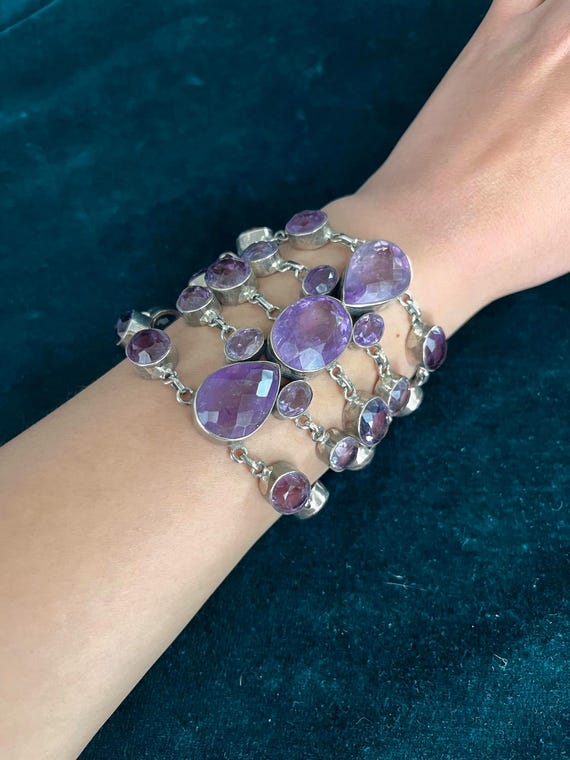 Sterling Silver Amethyst Bracelet: Handmade Gemstone Jewelry 8-Inch