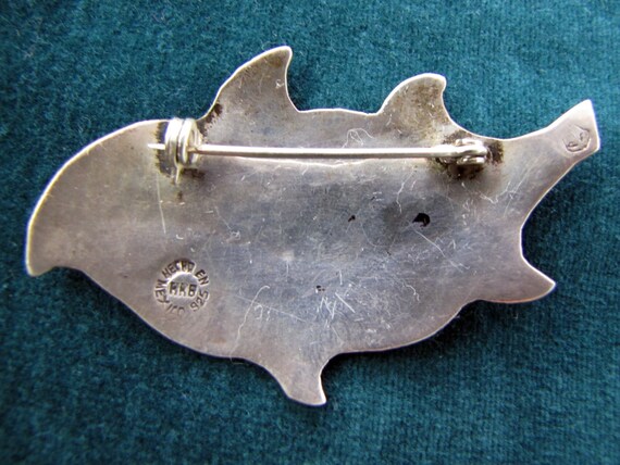 Vintage Mexican Silver Marked HRB Abalone Inlay L… - image 3