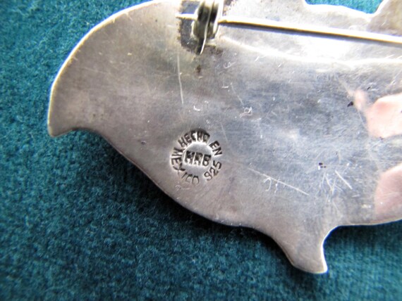 Vintage Mexican Silver Marked HRB Abalone Inlay L… - image 4