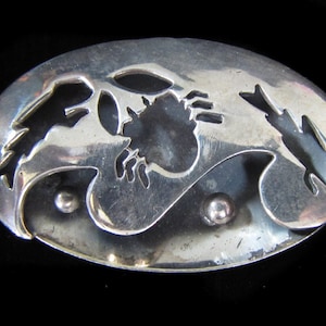 Marked Coro Cut-Out Brooch Crab and Fish