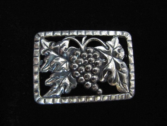 Vintage Sterling Brooch - Grape Design - image 1