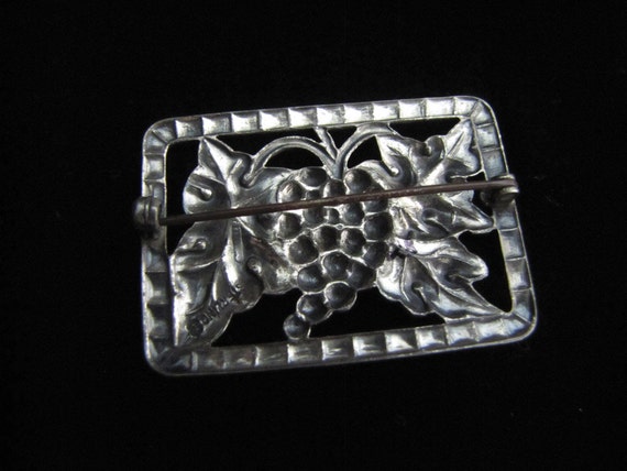 Vintage Sterling Brooch - Grape Design - image 2