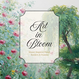 Monet Floral Frames, Rococo Borders, Wedding Stationery Art (Digital Download)