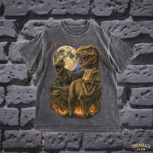 Vintage T-Rex Graphic Tee: 90s Dinosaur Moon Shirt