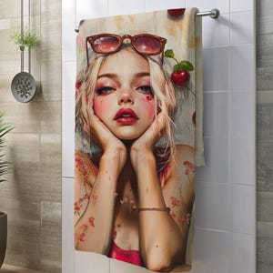 Chic Beach Towel - Beach Aesthetics Pool towel, Beach Lover and Cherry Lover Gift, Trendy Accessorie, Boss Lady, Lady Towel