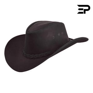 Handcrafted Leather Cowboy Hat for Men and Women | Lightweight Western Hat with Shapeable Wide Brim | Unisex Ranch Style Hat