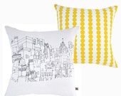 Varanasi buildings - Screenprinted cushion