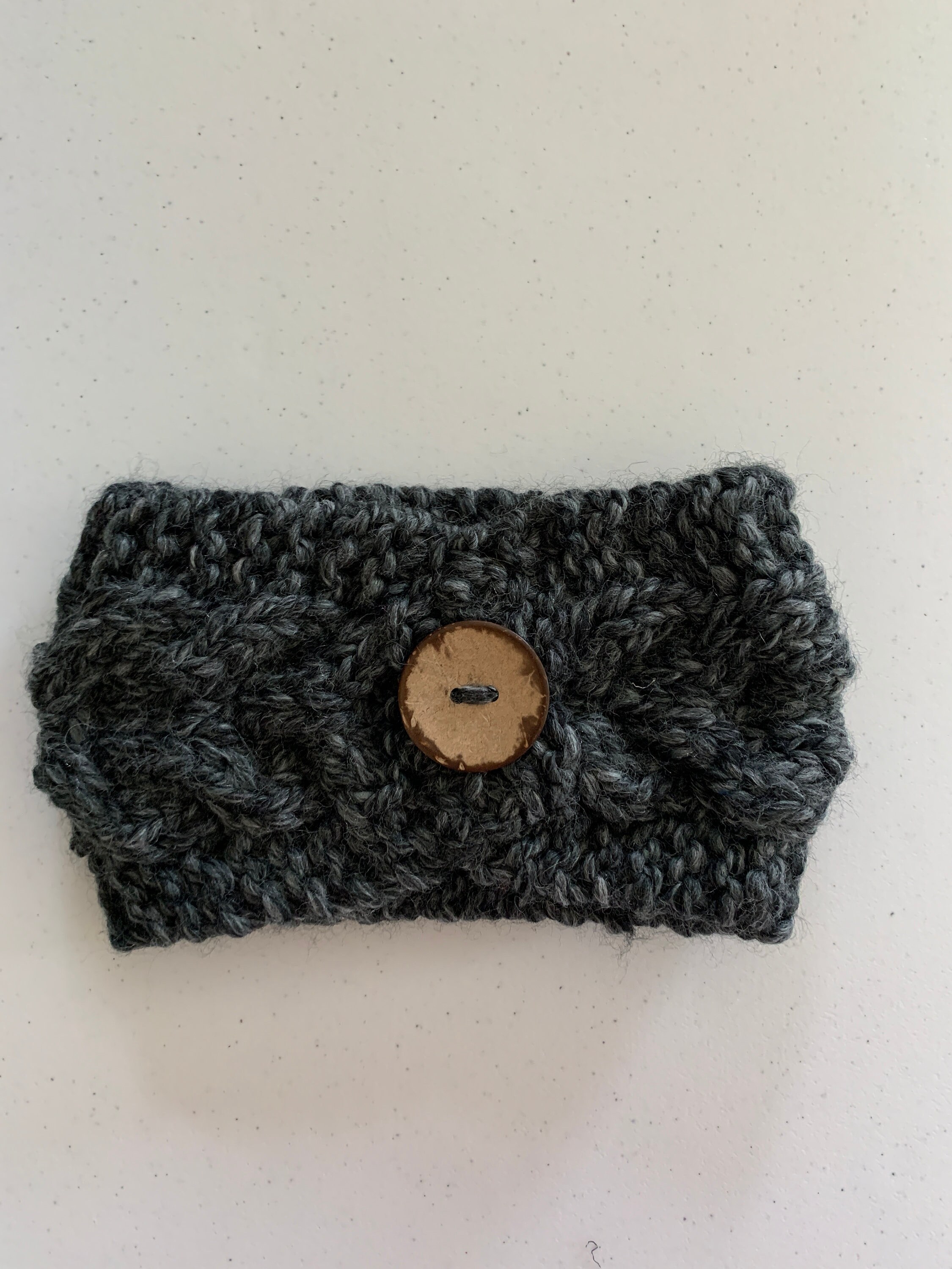 Cable Knit Headband With Button Chunky Hand Knit Headband Etsy