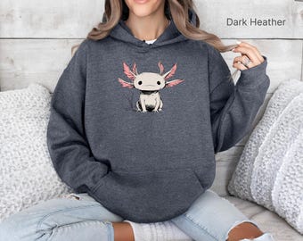 Sweatshirt axolotl sweat à capuche kawaii, créature rose mignonne, pull unisexe douillet design axolotl pastel, cadeau douillet pour les propriétaires d'animaux de compagnie exotiques