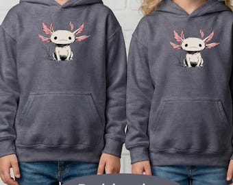 Axolotl Youth Sized Hoodie, Youth Sweatshirt, Kawaii Axolotl Hoodie for Kids, Pastel Animal Hoodie, Gift for Girls Boys,