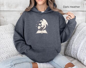 Buch Dragon Cottagecore Hoodie, Floral Fantasy Sweatshirt