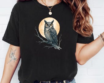 Night Owl T-Shirt | Vintage Forest Bird, Nature Lover Gift