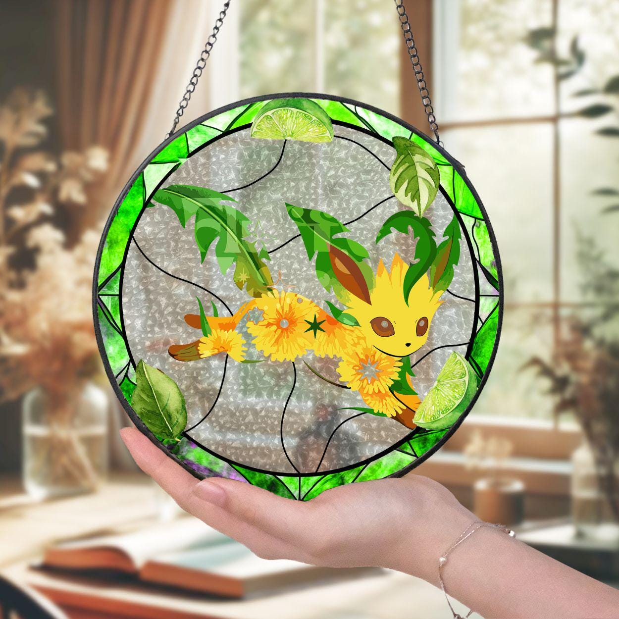 Attrape-soleil en verre Pokemon fabriqué à la main, art de fenêtre Pokemon inspiré d'Halloween, cadeau parfait pour les collectionneurs, Pokemon NaturalArt P114952LV