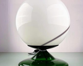 Grote tafellamp van muranoglas jaren 80, groene bollamp, neo-deco vintage Italiaanse verlichting
