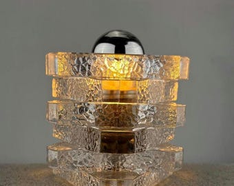 Peill & Putzler tafellamp ijsglas – Duits design uit het midden van de eeuw