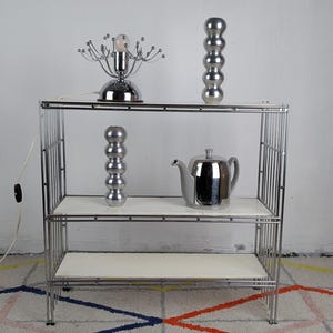 Vintage Multistrux Modular Shelving Unit - MCM Ajustable Book Shelf - Mid-Century Chrome Storage
