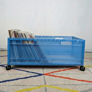 Vintage IKEA MÄRD Transparent Blue Crate | 90s Memphis Style Storage Box