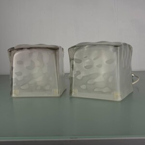 IKEA Iviken ijsblokjeslamp | Vintage Scandinavisch glas jaren 90 | Gematteerde brutalistische tafellamp | Zware geometrische gloed afbeelding 12