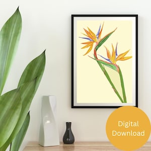Bird of paradise art print, Bird of paradise flower, Bird of paradise wall art, Flower wall art, Flower art print, Tropical flower art print